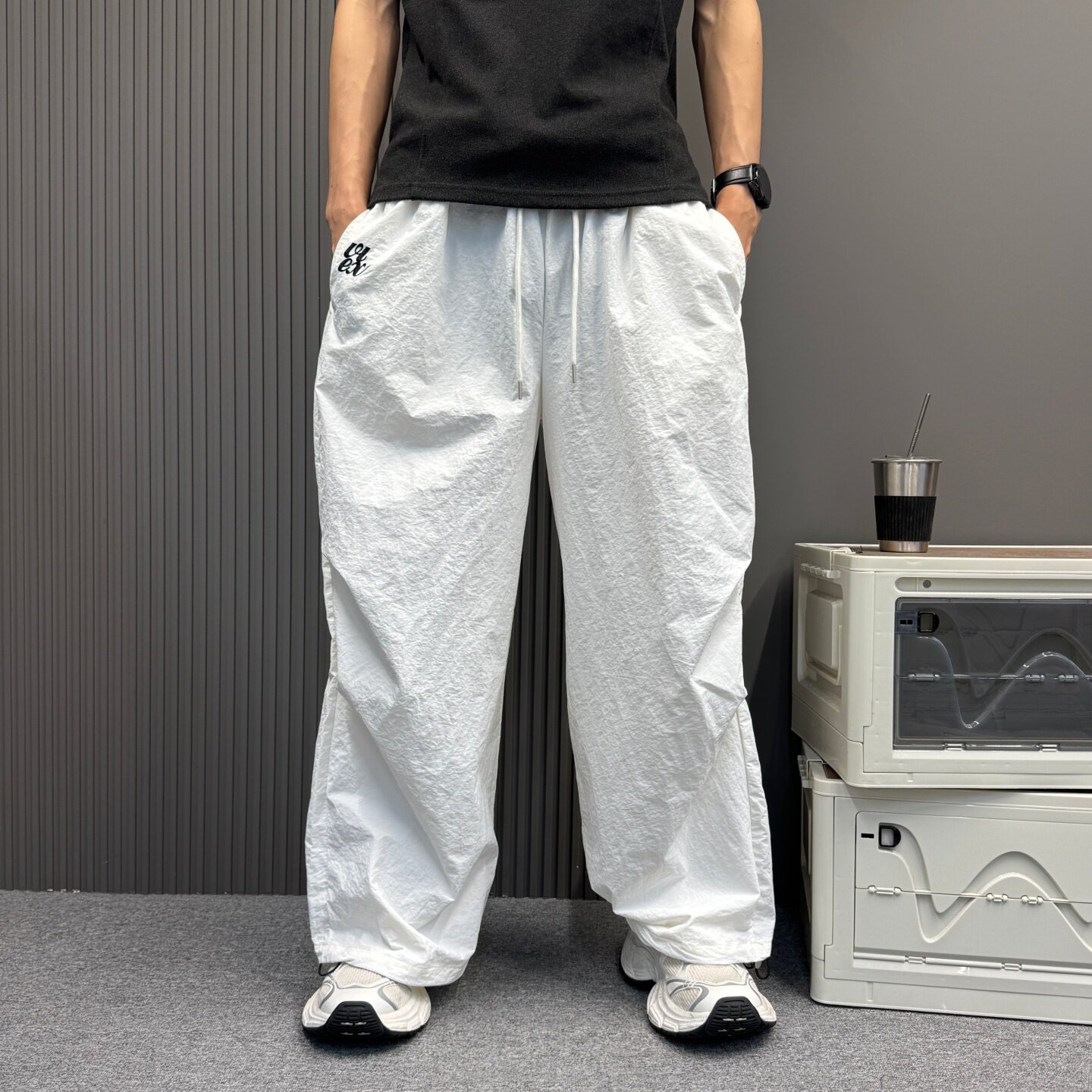 街舞爵士舞跑酷嘻哈长裤男女同款速干美式伞兵运动裤直筒加大加肥