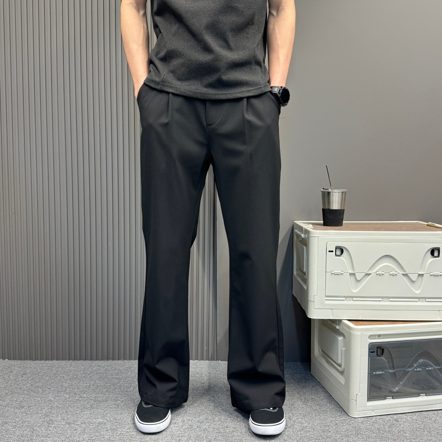美式极简高级感微喇宽松休闲垂感西裤男女同款通勤百搭直筒长裤潮