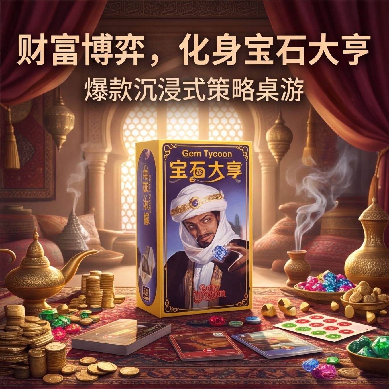 新款宝石大亨桌游宝石商人休闲聚会卡牌益智互动对战儿童益智玩具