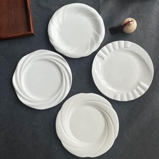 陶瓷盘子浅盘圣火中式家用餐厅炒菜盘碟酒店纯白圆盘日式简约餐盘