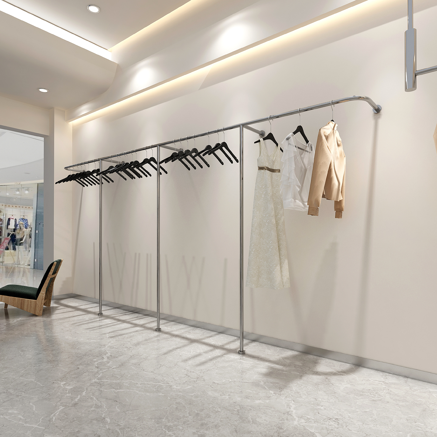服装店墙上展示挂衣架不锈钢拉丝