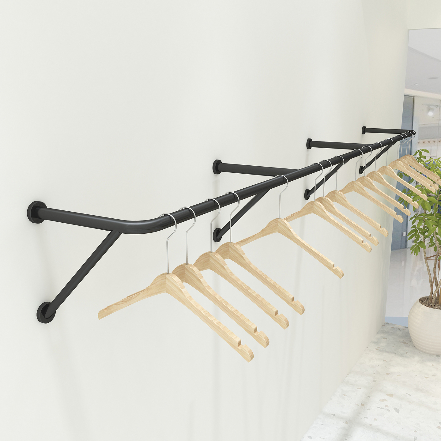 简约现代服装店上墙壁挂展示架黑色挂衣架网红新款货架墙上陈列架