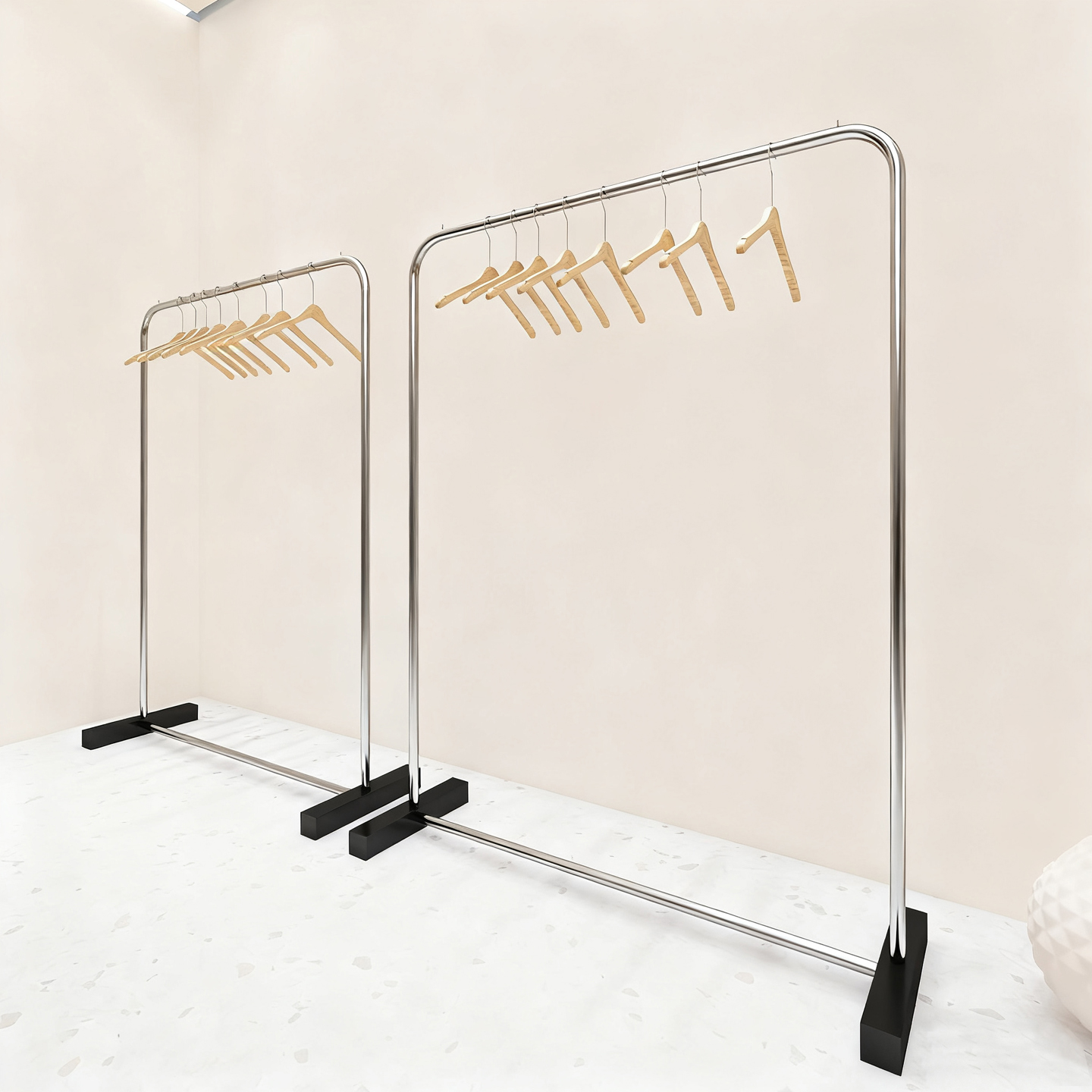 服装店展示架不锈钢拉丝+亚光黑落地式直播间男女装店卧室挂衣架