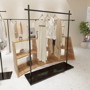 店专用陈列货架挂衣架 不锈钢黑钛中岛架女装 服装 店展示架落地式