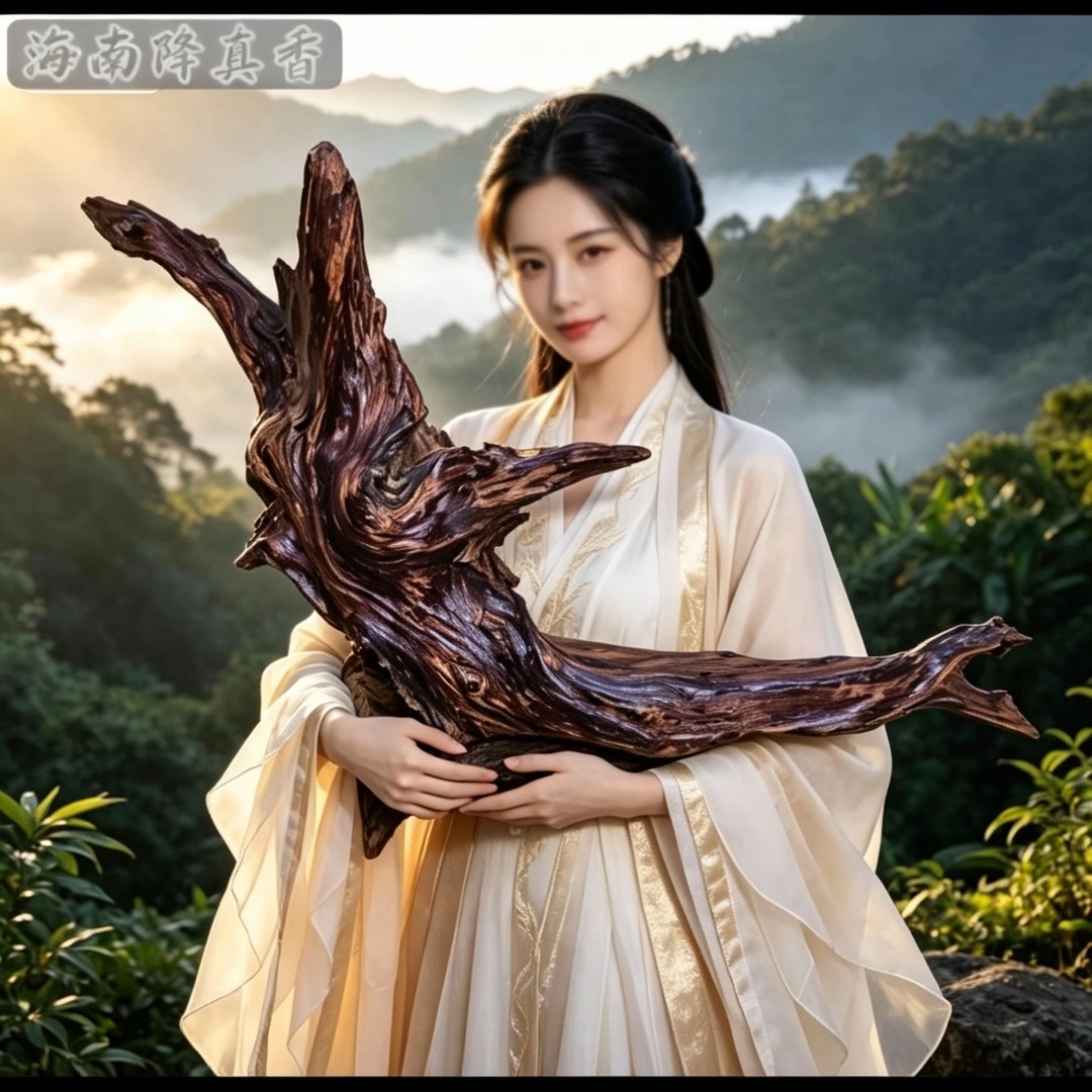 海南降真香深山十亩香百年紫油完整根系结香脱格摆件兰麝蜜香收藏