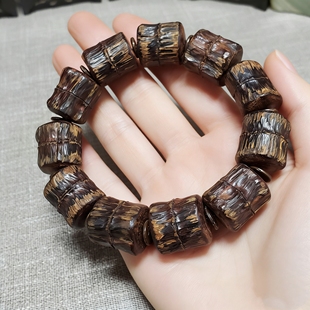 海南降真香手工竹节手串桶珠深山老料带黄药膜金甲同料花香药凉