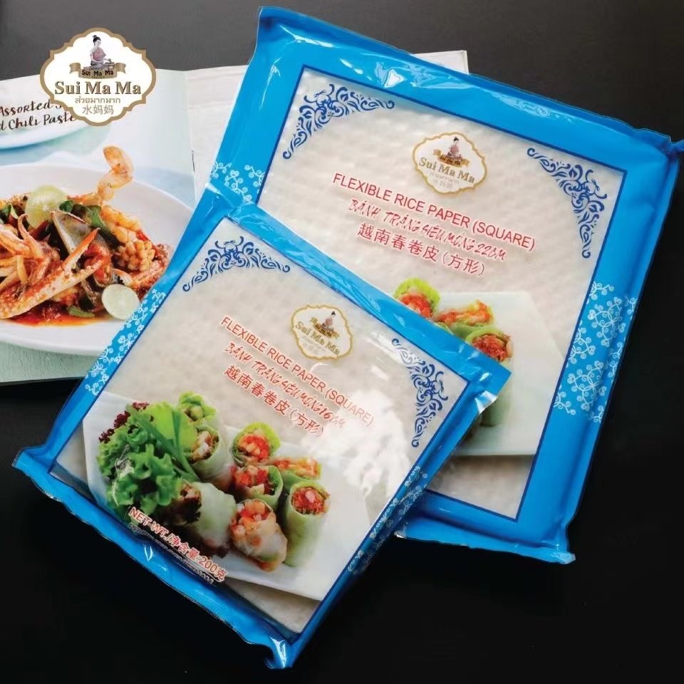 水妈妈越南方形春卷皮透明米纸卷生食薄饼皮寿司蔬菜卷水晶春饼