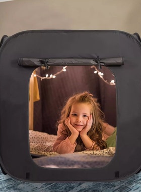 速开遮光黑色儿童感官安全屋大人室内折叠安静棚幼儿园玩游戏帐篷