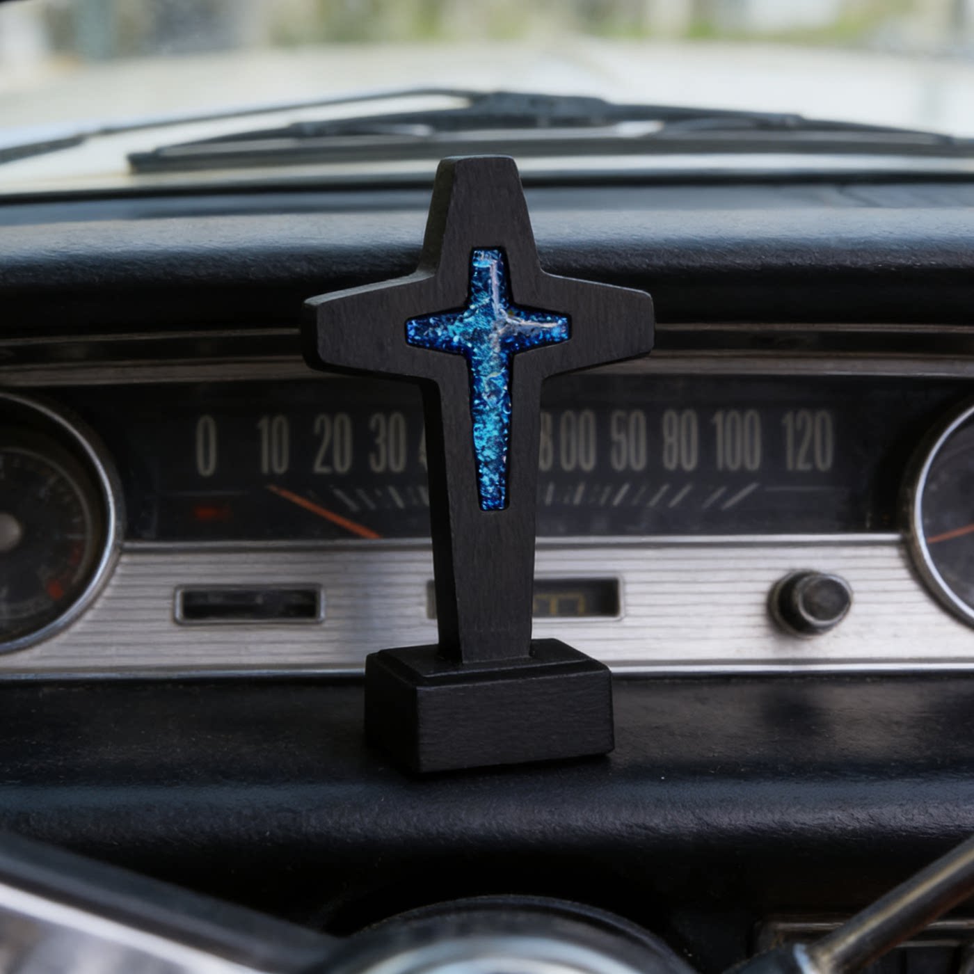 原创手工黑檀木十字架摆件摆台车载用品高端礼物幻彩亮彩教堂元素