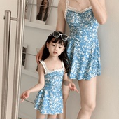 亲子儿童游泳衣学生装 度假泳装 连体裙式 泳衣女超仙显瘦遮肚平角裤