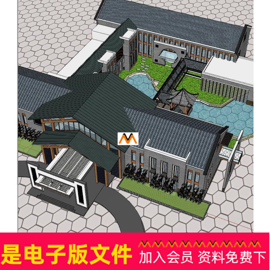 X192新古典中式民国风仿古建筑休...