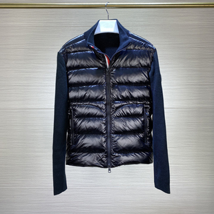 2026新款针织拼接羽绒服男轻薄白鹅绒立领开衫春季双拉链毛衣外套