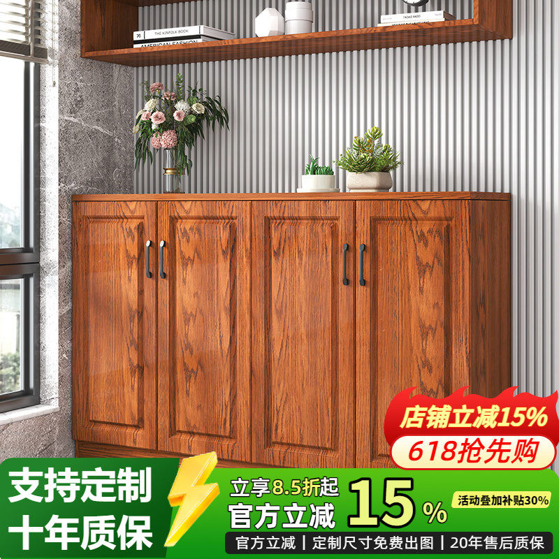 简易欧式阳台柜储物柜鞋柜收纳柜飘窗柜落地矮柜地柜带门定制实木