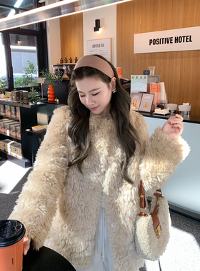 11.08本希benxe/高街焦点 皮毛一体宽松立领高级感环保皮草外套