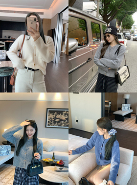 11.08本希benxe/诠释优雅 木扣韩版气质百搭针织开衫