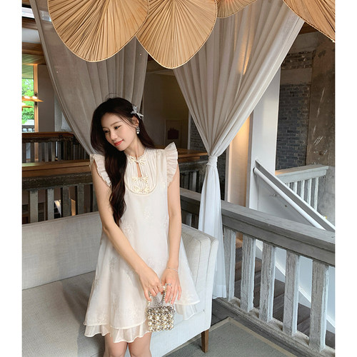 6月FL款~本希/中式娃娃裙 盘扣超仙刺绣国风连衣裙女小上衣