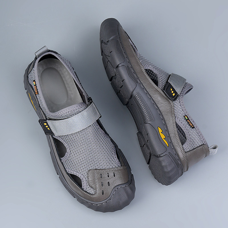 男鞋凉鞋男2024夏季新款休闲越南罗马鞋包头透气网面沙滩鞋洞洞鞋