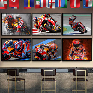 马奎斯小马哥海报装饰画摩托车赛车越野机车挂画男孩房间卧室壁画