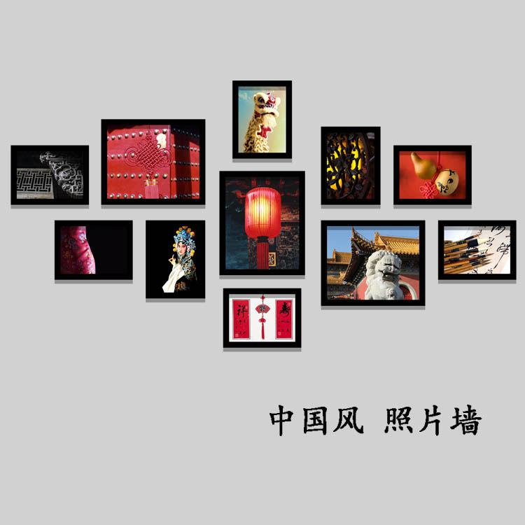 中国风火锅店墙面装饰画元素创意饭店复古怀旧餐饮烧烤店照片墙画