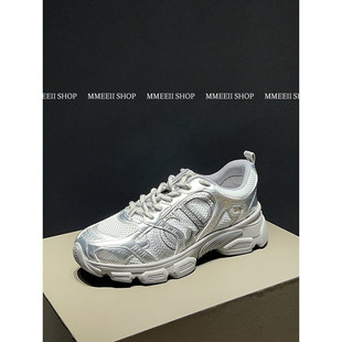 MMEEII/实物更好看！！D家新款涂鸦网面运动鞋真皮厚底老爹鞋女