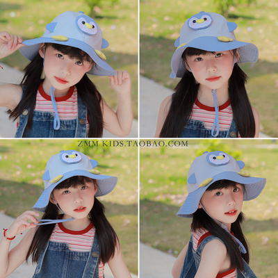 企鹅帽子儿童渔夫夏季薄款防晒遮阳太阳网眼2026新款女款小女孩宝