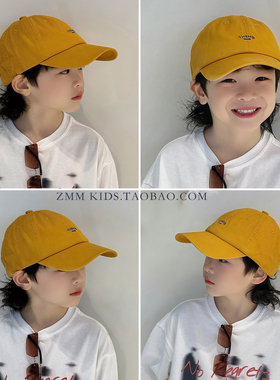 黄色儿童棒球帽子防晒鸭舌痞帅气炸街2026新款中大男孩小夏季薄款