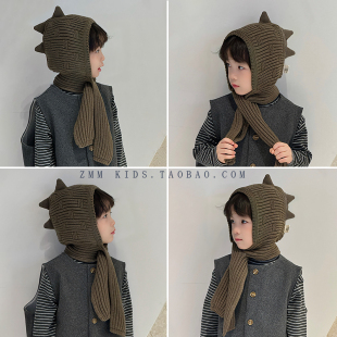 儿童帽子围巾一体连围脖冬季大男孩宝小痞帅气炸街护耳好看的冬天
