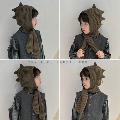 儿童帽子围巾一体围脖2025新款冬季护耳大男孩宝小痞帅气超好看