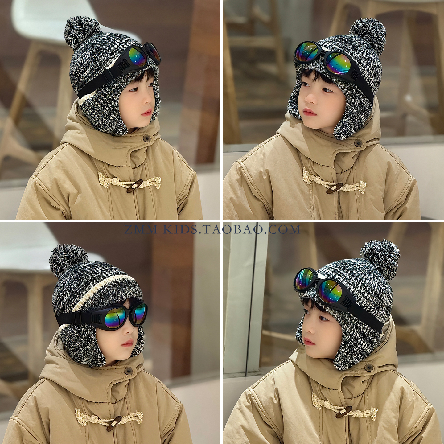 儿童毛线帽子飞行员2025新款秋冬季中大男孩护耳雷锋小痞帅气炸街