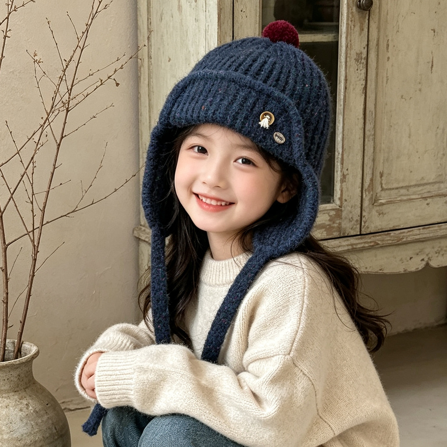 儿童毛线帽子护耳针织女款2026新款大女孩宝小洋气时髦秋冬季冬天