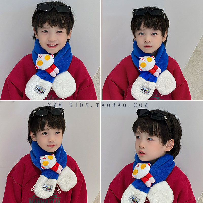 奥特曼围巾儿童围脖毛绒护颈2025新款秋冬季保暖冬天脖套小男孩宝