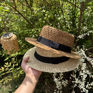 儿童小草帽大男孩夏季薄款防晒遮阳太阳巴拿马礼帽子海边度假女孩