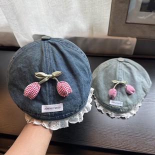 儿童贝雷帽子牛仔秋冬季中大女孩小前进洋气时髦春秋薄款春季公主