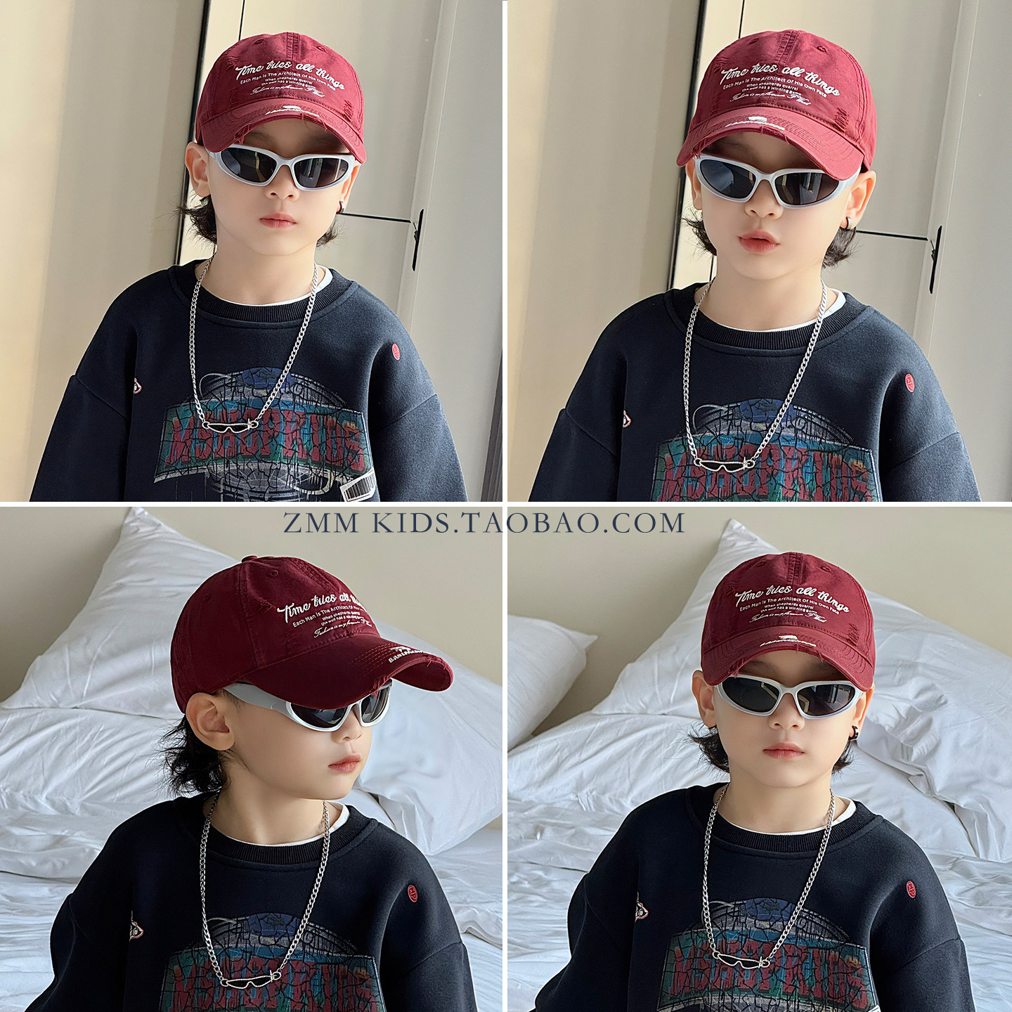 红色儿童棒球帽子鸭舌中大男孩秋冬季小痞帅气炸街酷街舞潮流韩版,童装/婴儿装/亲子装,帽子,淘宝优惠券,粉丝福利购,淘宝优惠卷