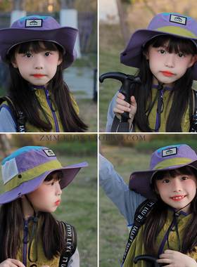 紫色儿童渔夫帽子女孩2026新款防晒遮阳太阳登山夏季薄款速干山系