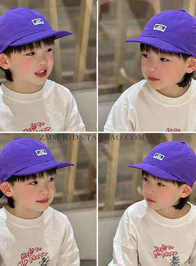 紫色儿童鸭舌帽子2025新款大男孩秋季小棒球痞帅气炸街潮春秋秋天