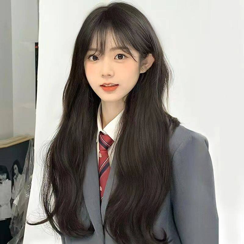 假发女长卷发大波浪空气刘海自然仿真木马卷日常圆脸减龄全头套式