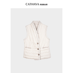 CATHAYA/凯喜雅V领马甲新款上衣简约马甲外套国风SOK2FHJM746