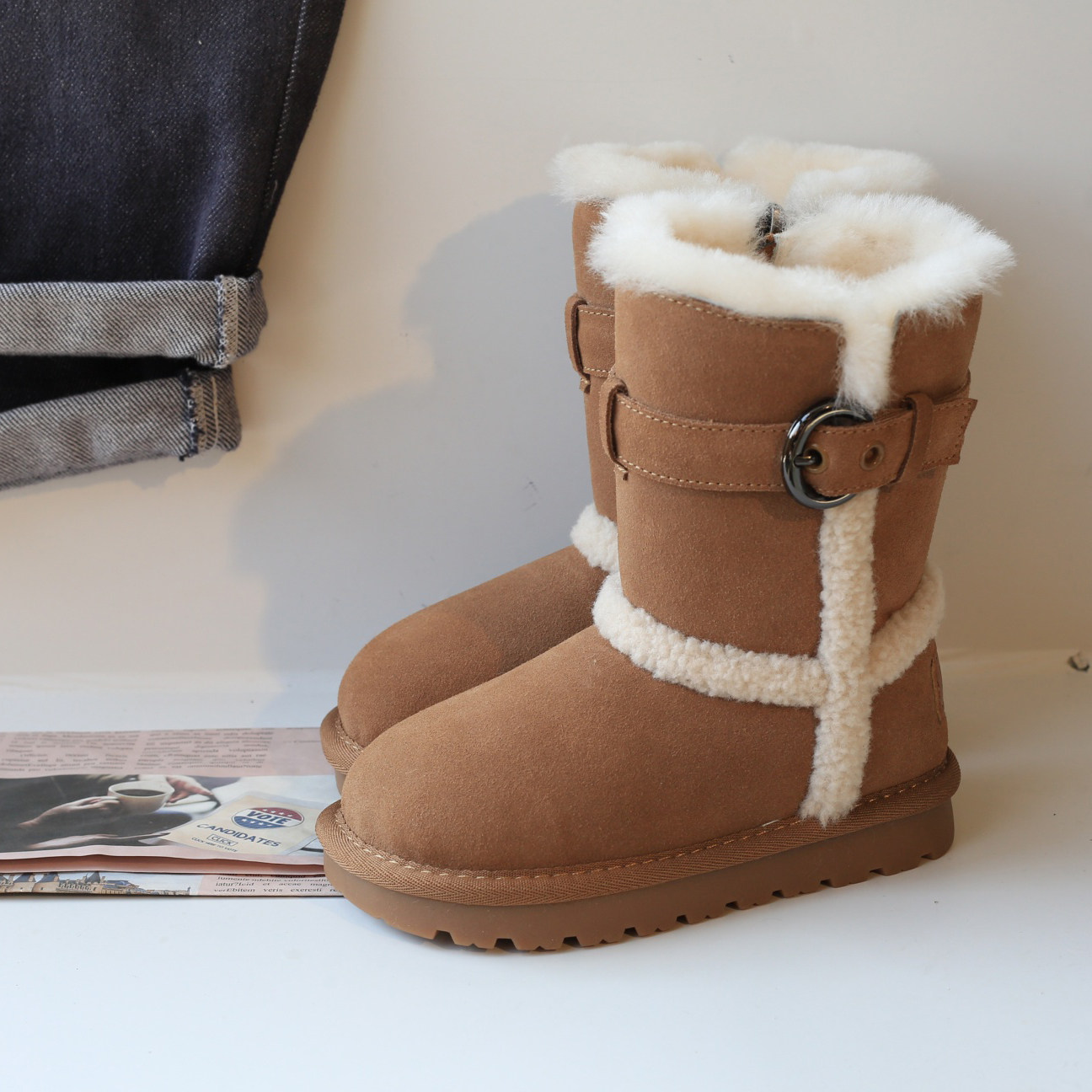 真皮儿童雪地靴加绒加厚长筒靴女童靴子2025冬鞋公主棉鞋男童棉靴