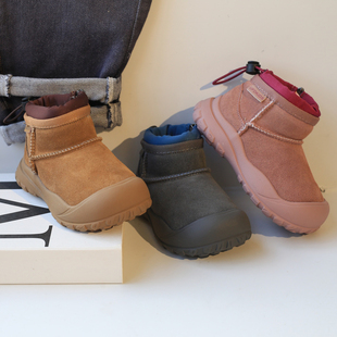 真皮儿童雪地靴加绒加厚男童大棉鞋保暖冬鞋女童靴子宝宝大头鞋