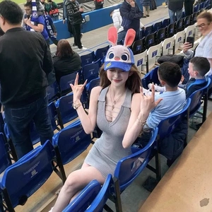 纯欲风露背针织挂脖连衣裙女夏季修身收腰无袖裙子显身材包臀短裙