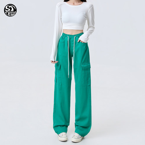 STC美式直筒宽松工装运动休闲百搭学生抽绳潮男女滑板hiphop长裤