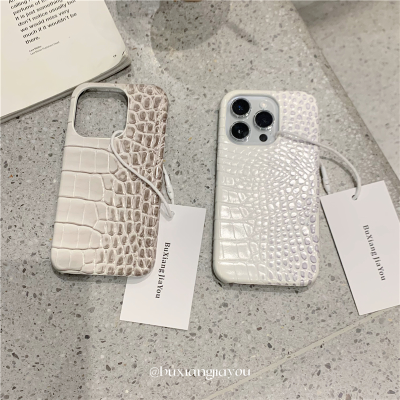 不想加油ins小众纯色拼接鳄鱼皮手机壳适用苹果17ProMax高级感手机软壳iPhone15/14全包边防摔保护套16pro