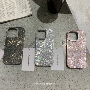 不想加油ins小众纯色菱格爆闪手机壳适用苹果16ProMax高级感手机软壳iPhone13/14全包边防摔保护套15