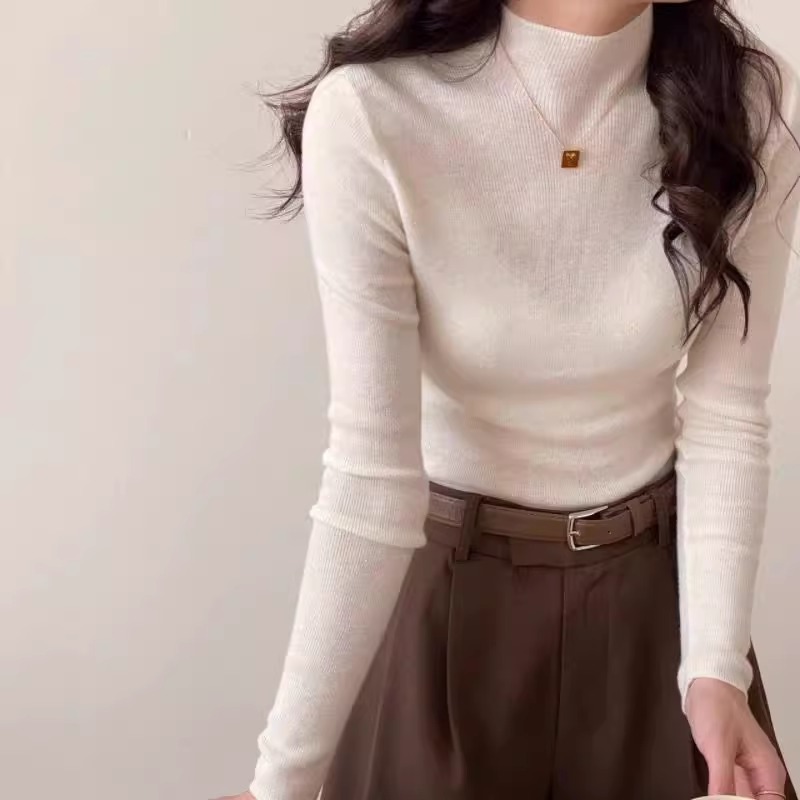 高级感韩国东大门半高领羊毛衫女