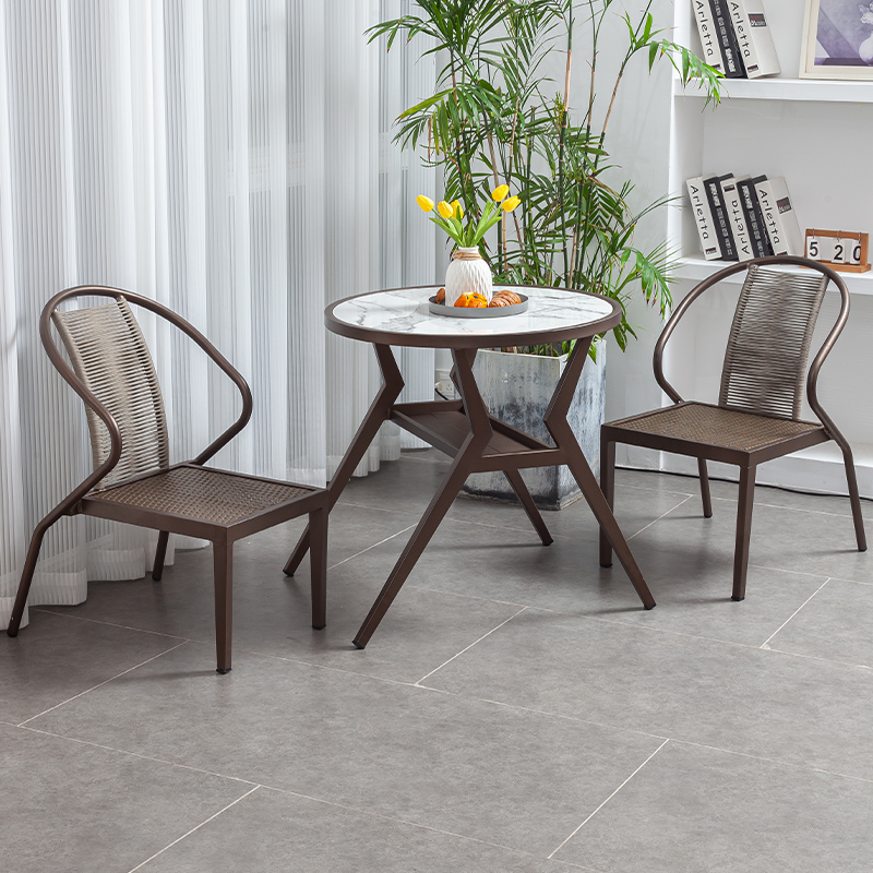 户外绳编桌椅室外露台泳池防水防晒家具组合阳台休闲茶几藤椅套件