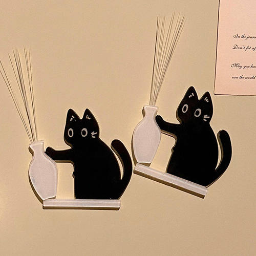 可爱小猫推瓶子猫胡子磁吸式冰箱贴收集猫咪毛发胡子收纳摆件礼物