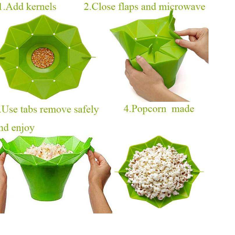 可折叠硅胶爆米花容器微波炉爆米花桶折叠爆米花碗PopcornBowl