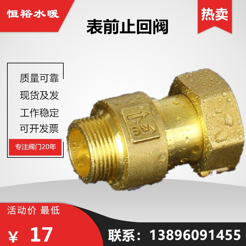 铜止回阀vg华龙巨水表前后立式防倒流单向4分伸缩逆止阀152025