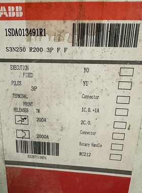 ABB断路器 S3N250 R200 3P F F 库 ~议价
